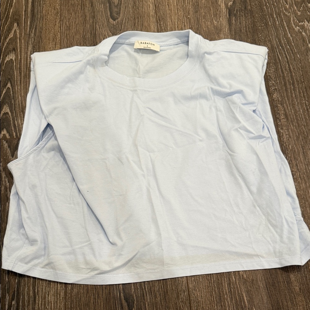 Babaton Light Blue Tee with Shoulder pads